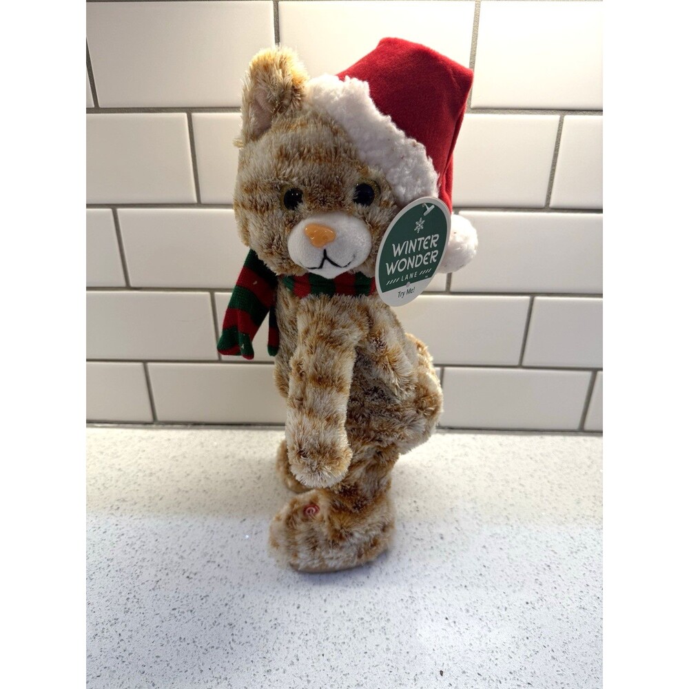 Gemmy 13" Animated Plush Christmas Twerking Dancing Singing Santa Cat New W Tags